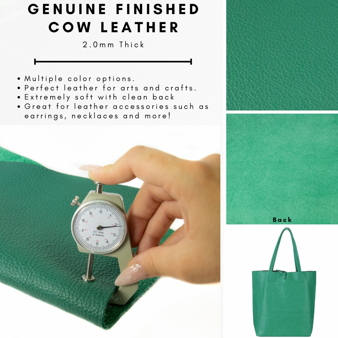 Genuine Leather Tooling and Crafting Sheets | Heavy Duty Full Grain Cowhide (2mm) | Flotter Green - FabricLA.com