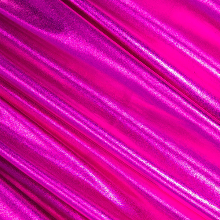 Metallic Lame Foil Spandex Knit Fabric | Fuchsia - FabricLA.com