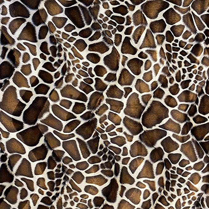 FabricLA Velboa S-Wave Short Pile Faux Print Material by The Yard | Giraffe 2tone - FabricLA.com