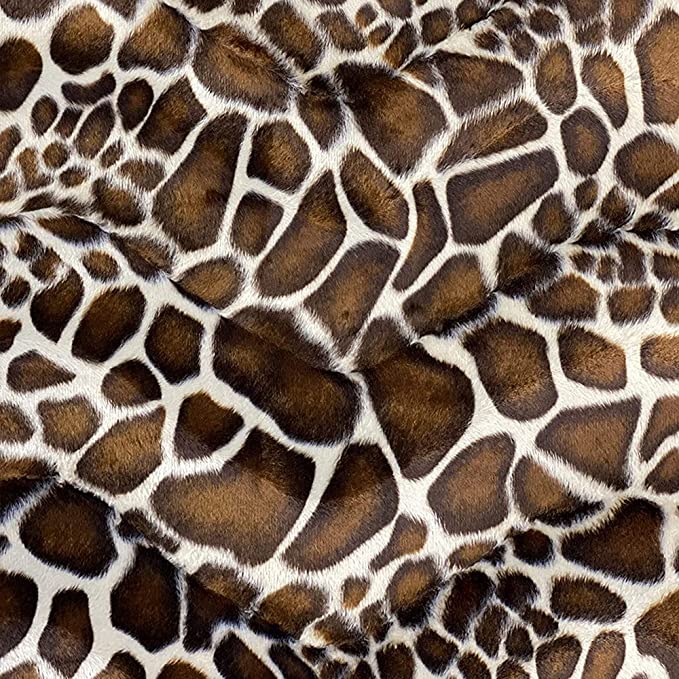 FabricLA Velboa S-Wave Short Pile Faux Print Material by The Yard | Giraffe 2tone - FabricLA.com