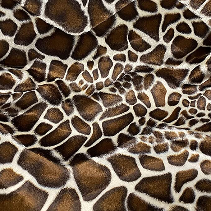 FabricLA Velboa S-Wave Short Pile Faux Print Material by The Yard | Giraffe 2tone - FabricLA.com