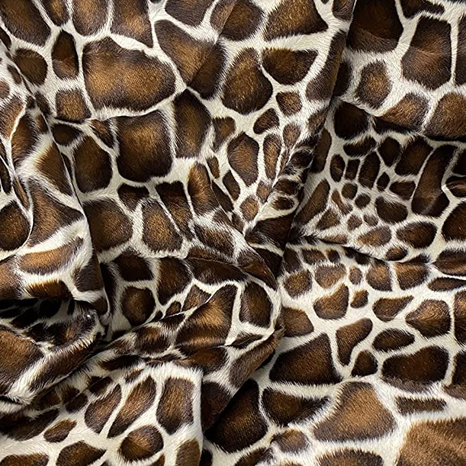 FabricLA Velboa S-Wave Short Pile Faux Print Material by The Yard | Giraffe 2tone - FabricLA.com