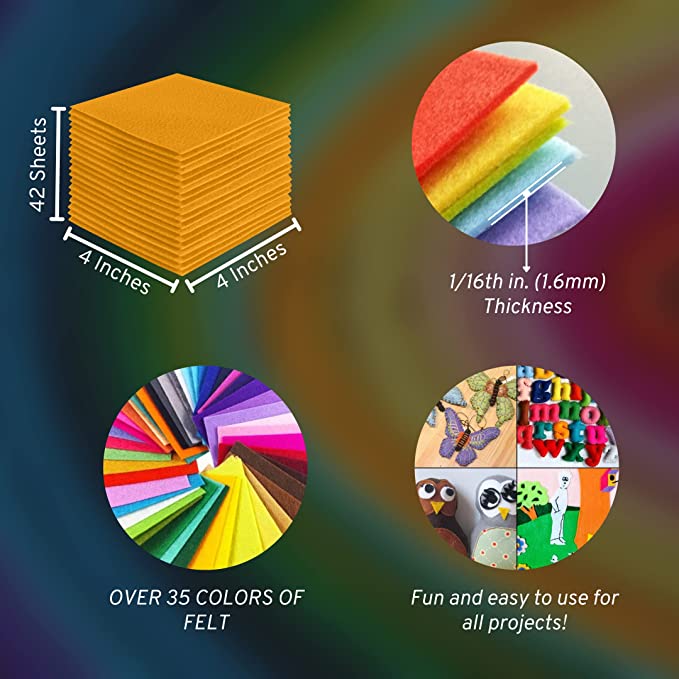 Acrylic Felt Craft Sheet Packs | Gold - FabricLA.com