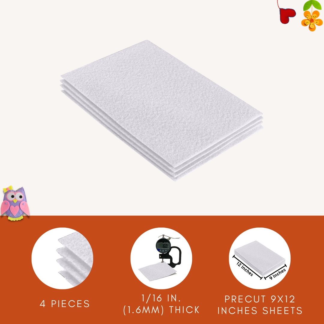 Acrylic Felt 9"X12" Sheet Packs | White - FabricLA.com