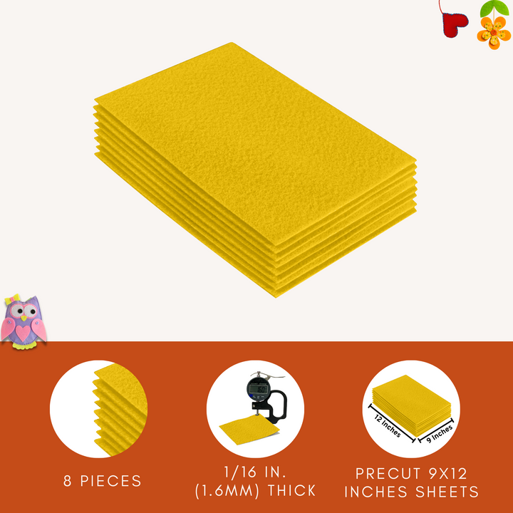 Acrylic Felt 9"X12" Sheet Packs | Yellow - FabricLA.com