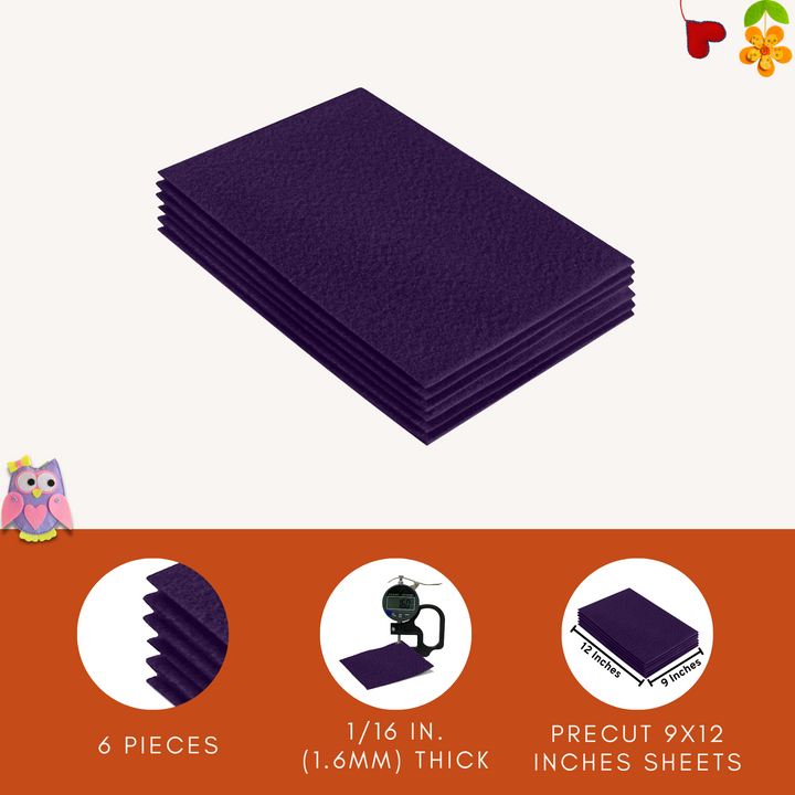 Acrylic Felt 9"X12" Sheet Packs | Plum - FabricLA.com