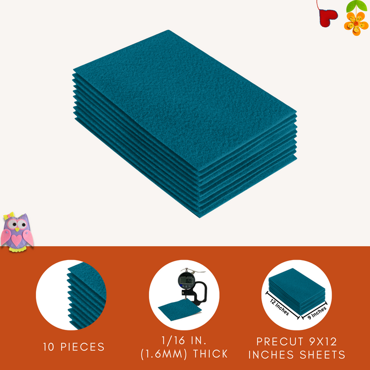 Acrylic Felt 9"X12" Sheet Packs | Turquoise - FabricLA.com