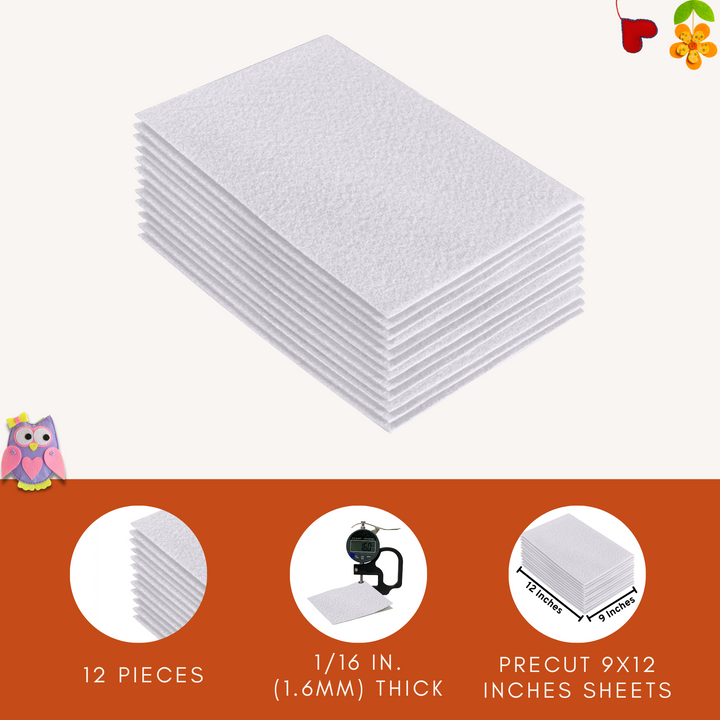 Acrylic Felt 9"X12" Sheet Packs | White - FabricLA.com