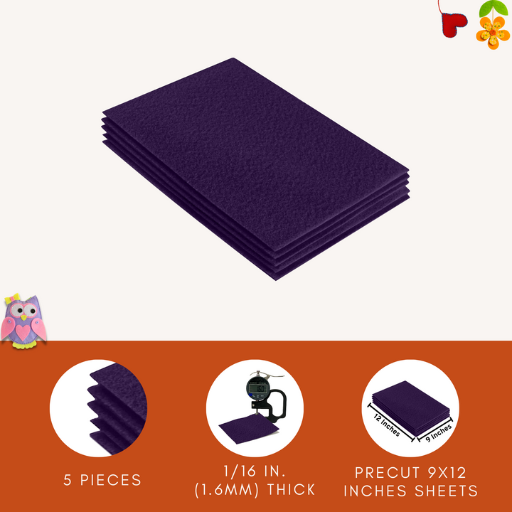 Acrylic Felt 9"X12" Sheet Packs | Plum - FabricLA.com