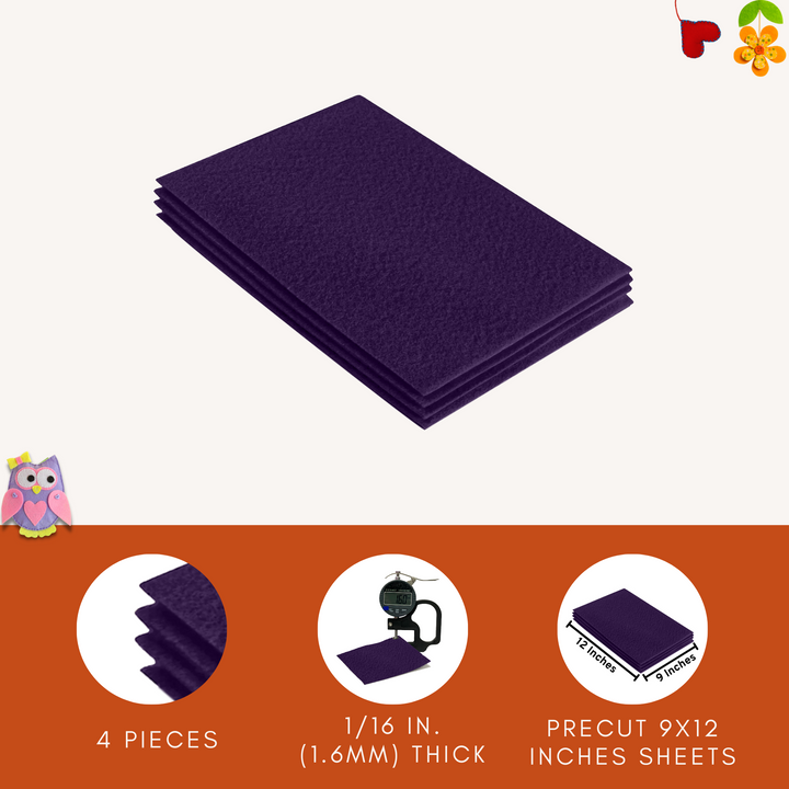 Acrylic Felt 9"X12" Sheet Packs | Plum - FabricLA.com