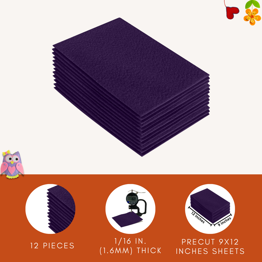 Acrylic Felt 9"X12" Sheet Packs | Plum - FabricLA.com