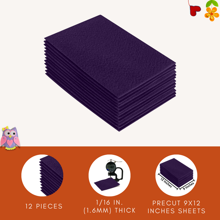 Acrylic Felt 9"X12" Sheet Packs | Plum - FabricLA.com