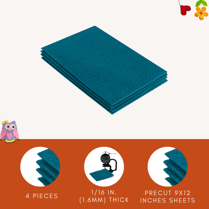 Acrylic Felt 9"X12" Sheet Packs | Turquoise - FabricLA.com