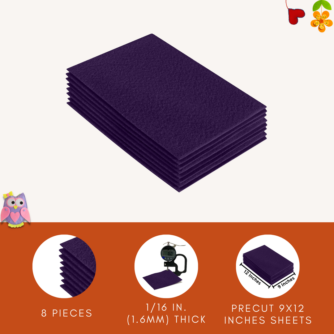Acrylic Felt 9"X12" Sheet Packs | Plum - FabricLA.com