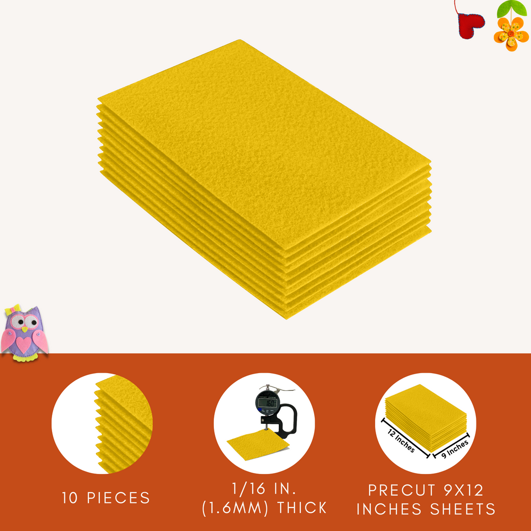 Acrylic Felt 9"X12" Sheet Packs | Yellow - FabricLA.com