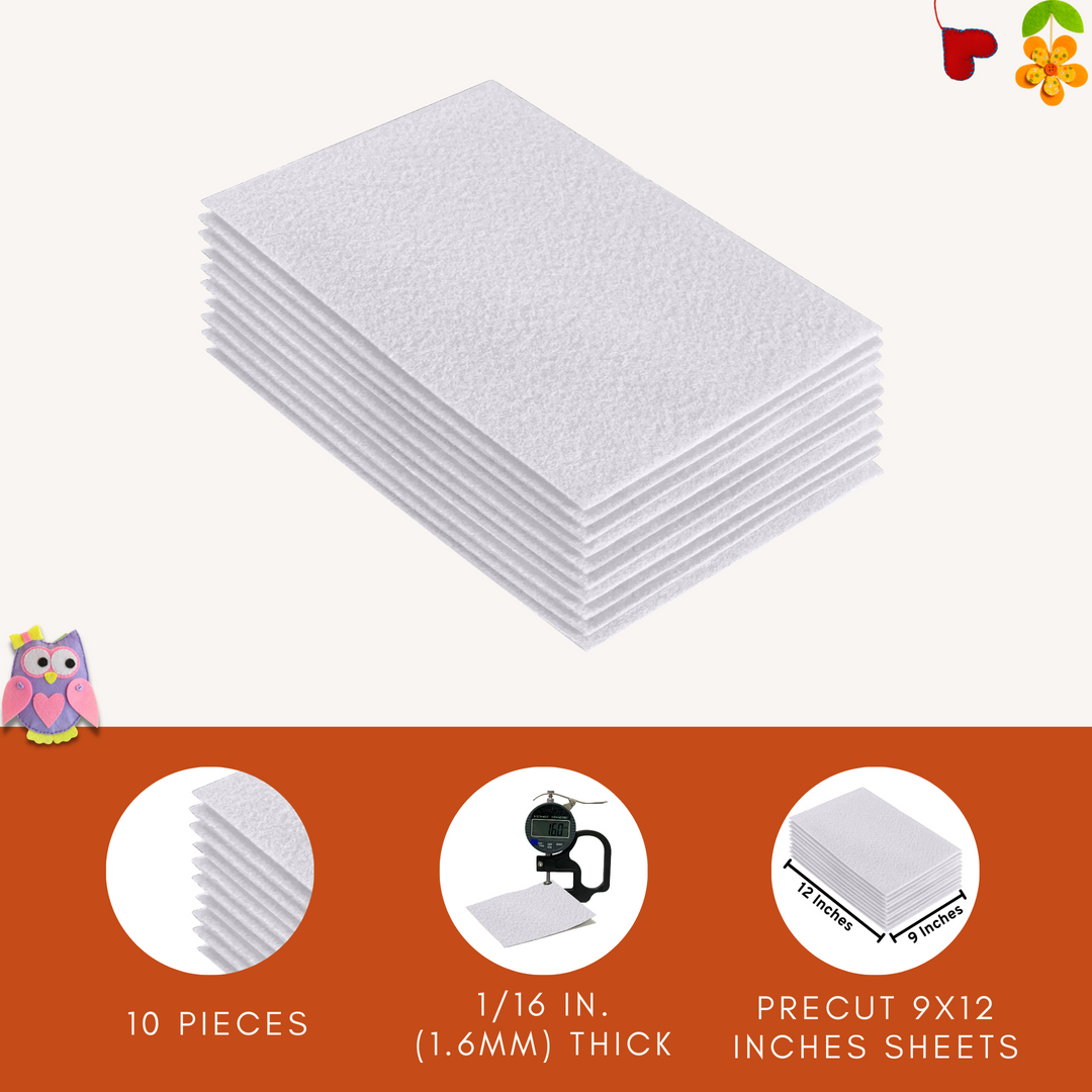 Acrylic Felt 9"X12" Sheet Packs | White - FabricLA.com