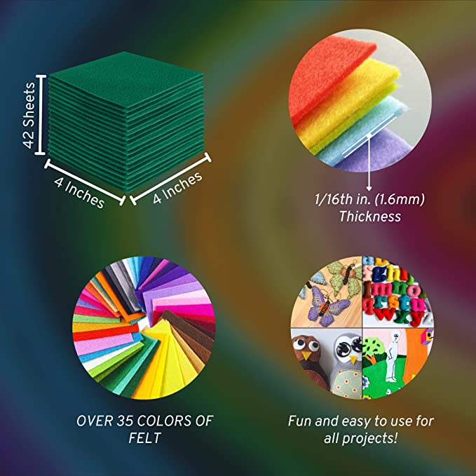 Acrylic Felt Craft Sheet Packs | Kelly Green A20 - FabricLA.com
