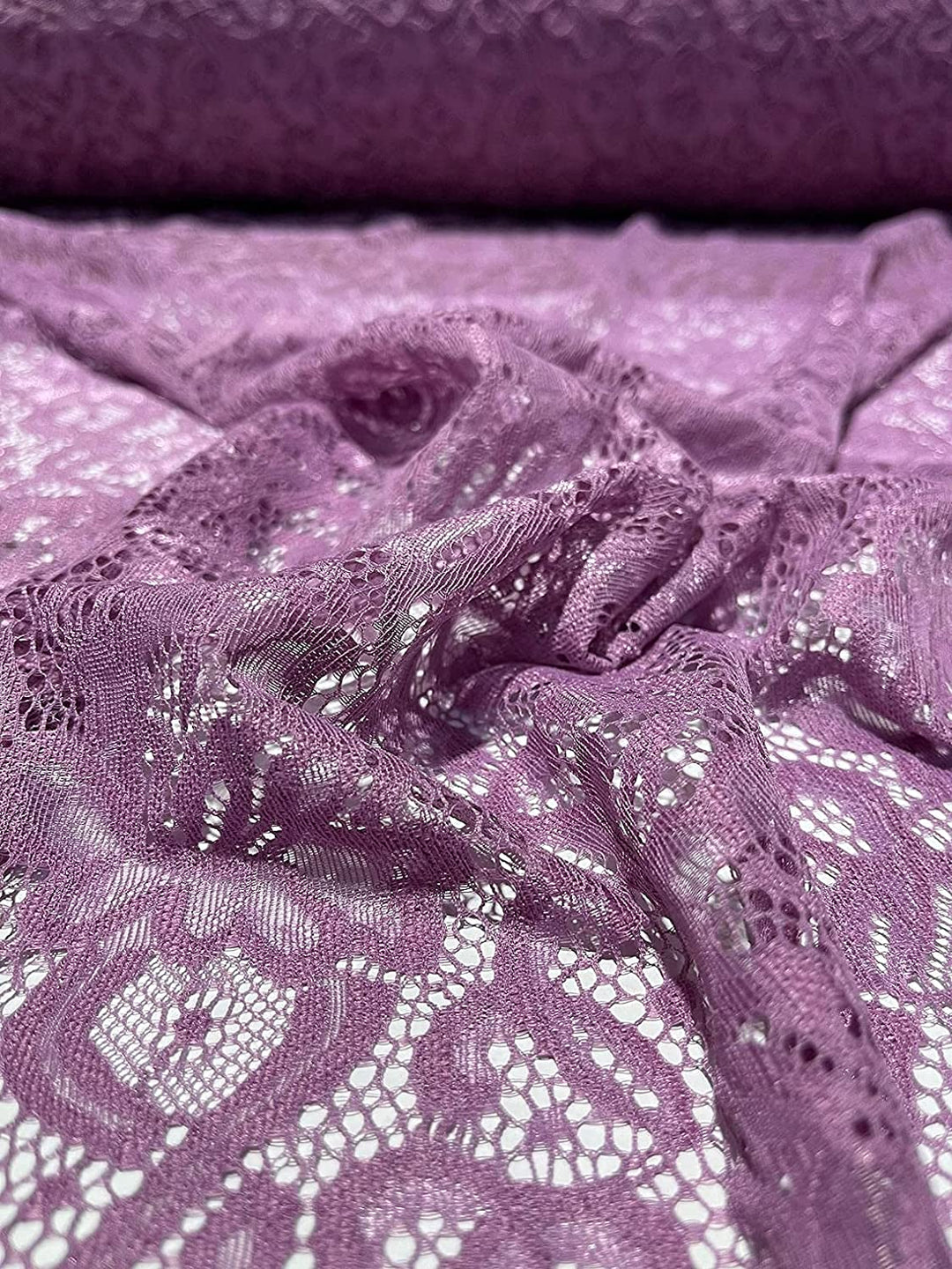 FabricLA | Nylon Spandex | Scallop Pattern | Lace Fabric | Mauve - FabricLA.com