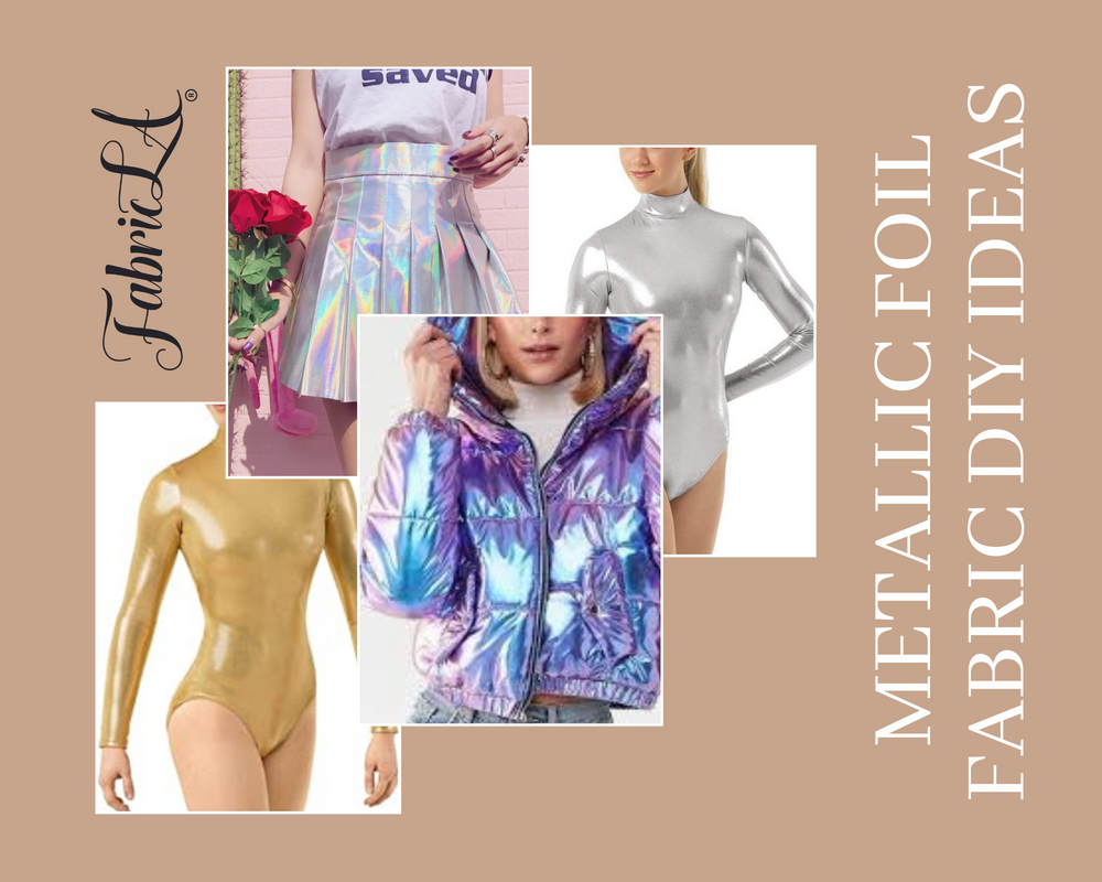 Hologram Metallic Foil Spandex Knit Fabric 4-Way Stretch, 60" Inch Wide | Rose Gold - FabricLA.com