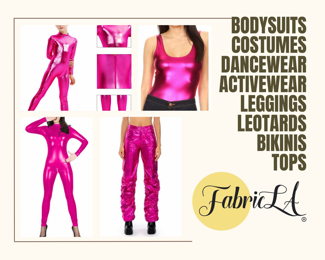 Metallic Lame Foil Spandex Knit Fabric | Fuchsia - FabricLA.com