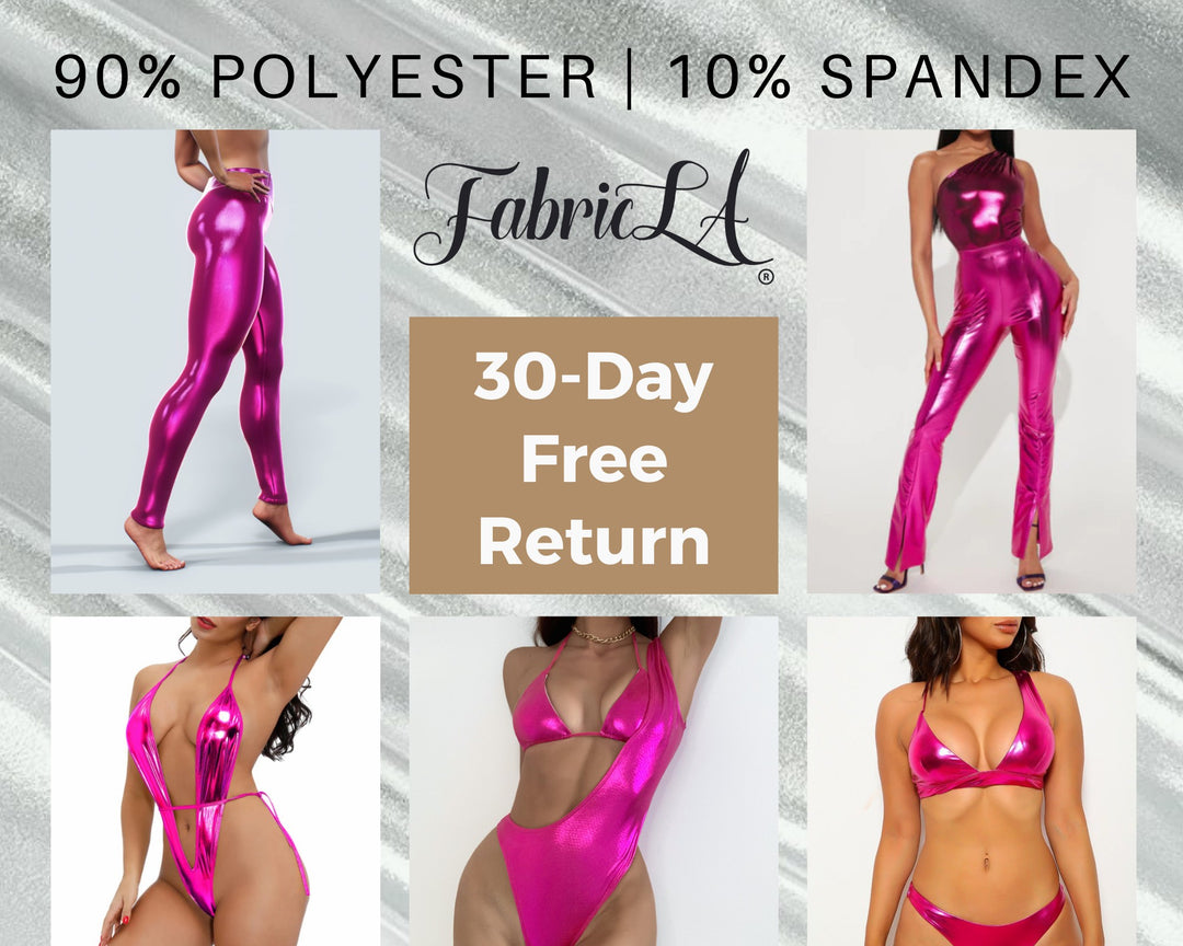 Metallic Lame Foil Spandex Knit Fabric | Fuchsia - FabricLA.com