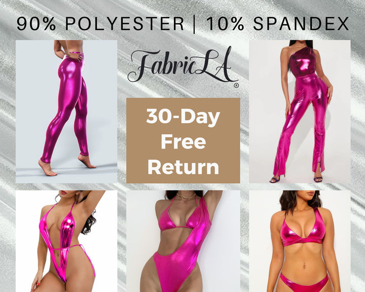 Metallic Lame Foil Spandex Knit Fabric | Fuchsia - FabricLA.com