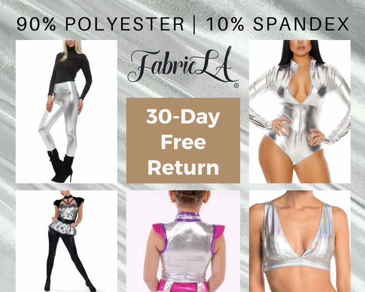 Metallic Lame Foil Spandex Knit Fabric | Silver - FabricLA.com
