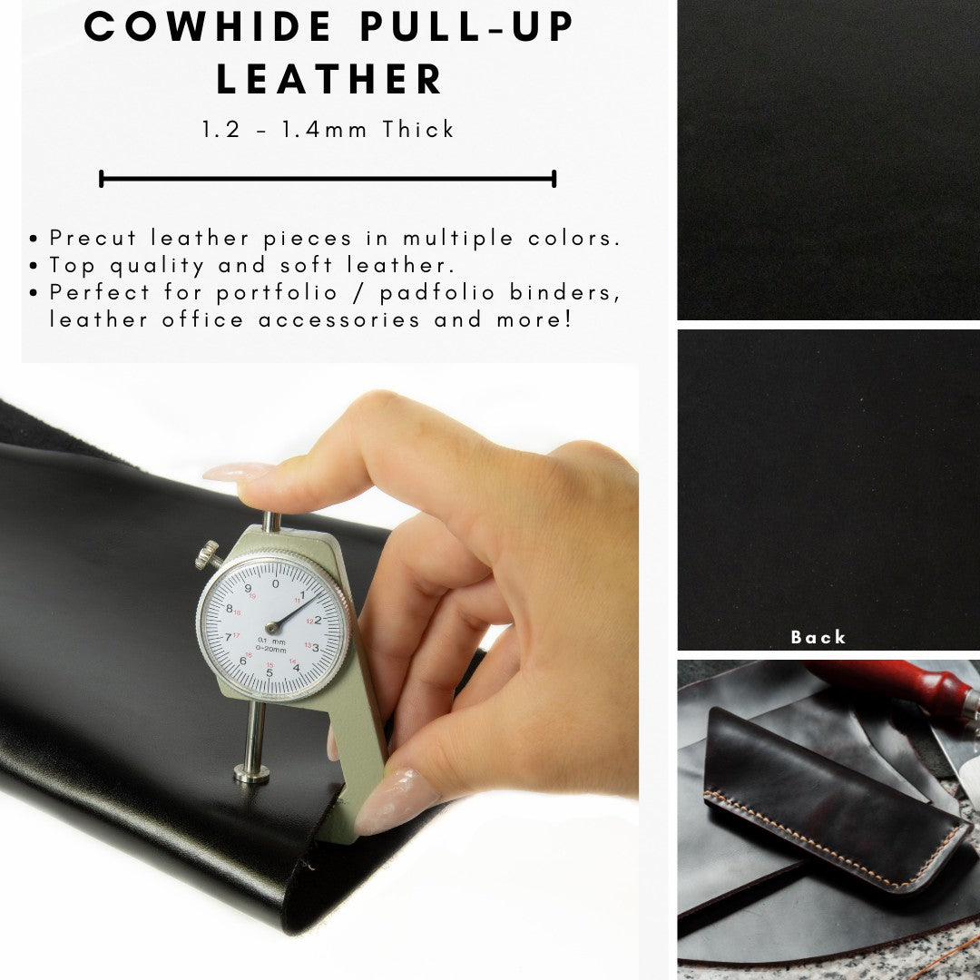 Genuine Leather Tooling and Crafting Sheets | Heavy Duty Full Grain Cowhide (1.2-1.4mm) | Navaro Black - FabricLA.com