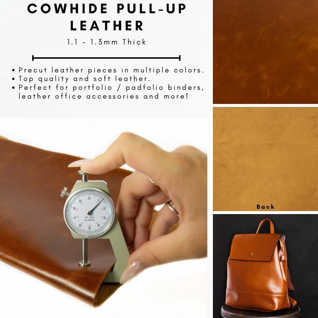 Genuine Leather Tooling and Crafting Sheets | Heavy Duty Full Grain Cowhide (1.1-1.3mm) | Navaro Cognac - FabricLA.com