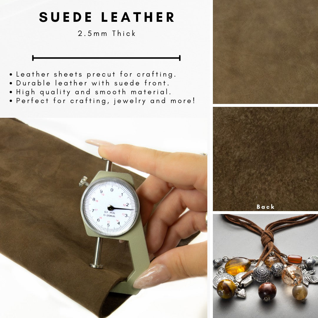 Genuine Leather Tooling and Crafting Sheets | Heavy Duty Full Grain Cowhide (2.5mm) | Nubuck Brown - FabricLA.com