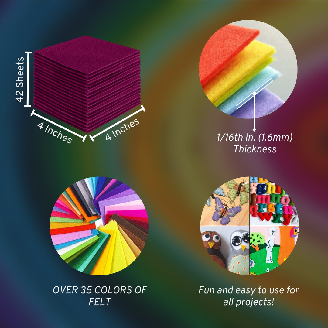 Oxblood Burgundy Felt Squares infographics