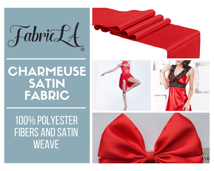 FabricLA Charmeuse Satin Fabric by The Yards - 58/60" Inches (150 cm) Wide Satin Silky Fabric | Red - FabricLA.com