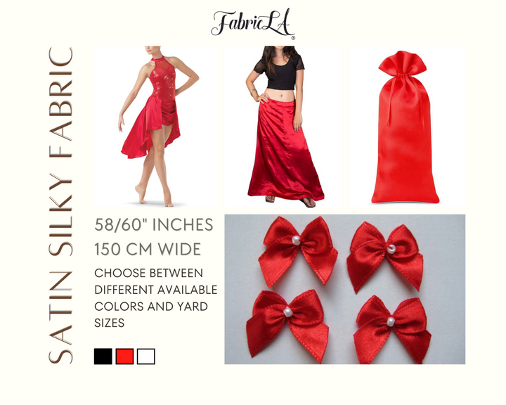 FabricLA Charmeuse Satin Fabric by The Yards - 58/60" Inches (150 cm) Wide Satin Silky Fabric | Red - FabricLA.com