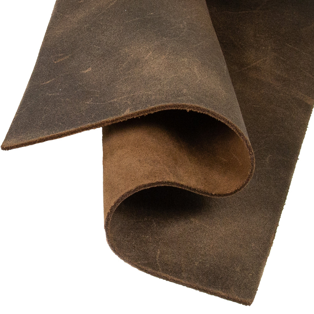 Genuine Leather Tooling and Crafting Sheets | Heavy Duty Full Grain Cowhide (2.4-2.6mm) | Splitting Crazy Brown - FabricLA.com