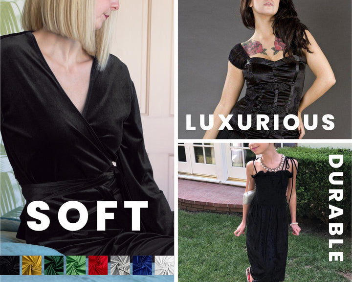 FabricLA | Stretch Velvet Fabric | 90% Polyester 10% Spandex | Black - FabricLA.com