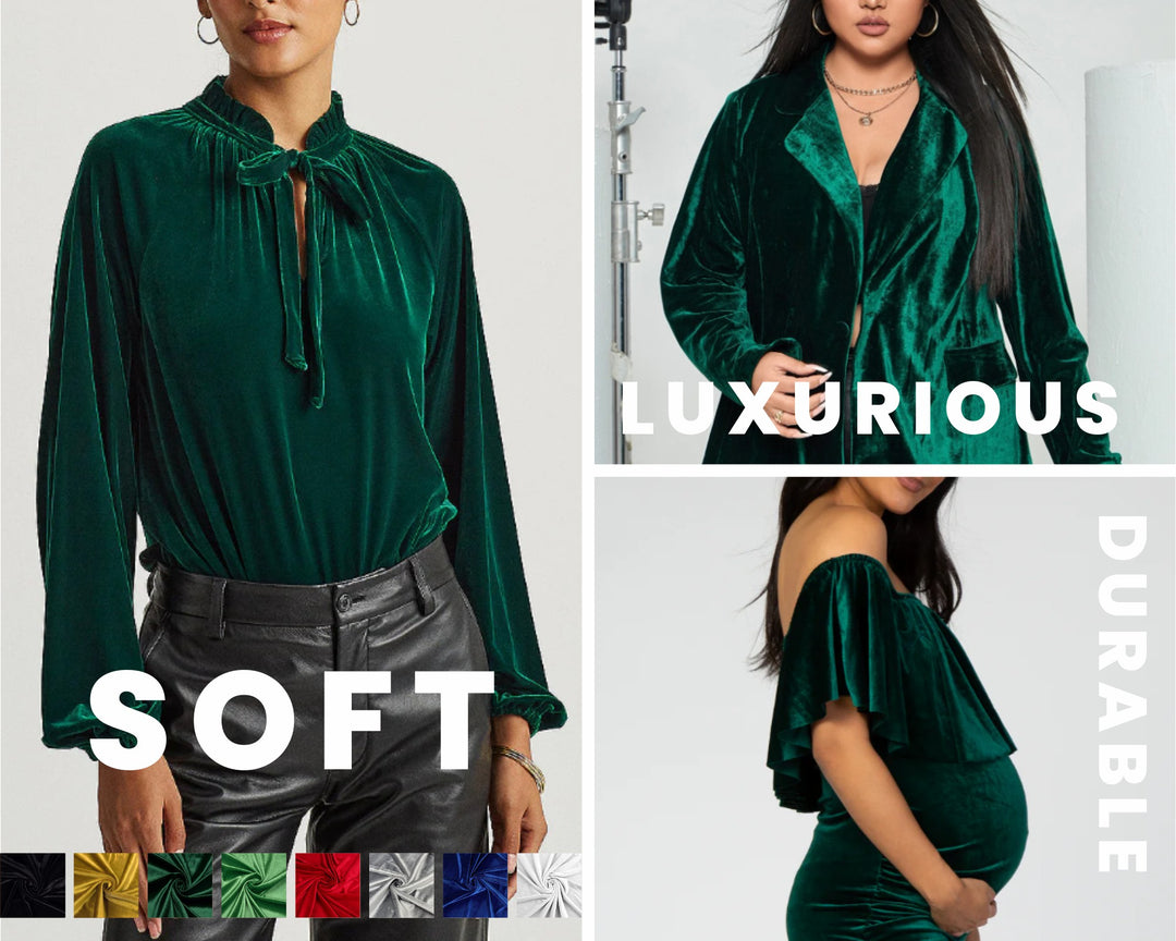 FabricLA | Stretch Velvet Fabric | 90% Polyester 10% Spandex | Hunter Green - FabricLA.com