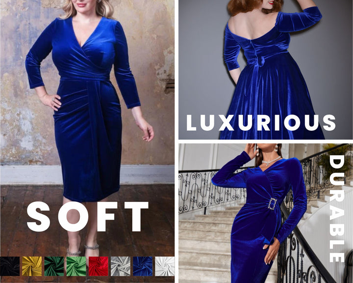 FabricLA | Stretch Velvet Fabric | 90% Polyester 10% Spandex | Royal Blue - FabricLA.com