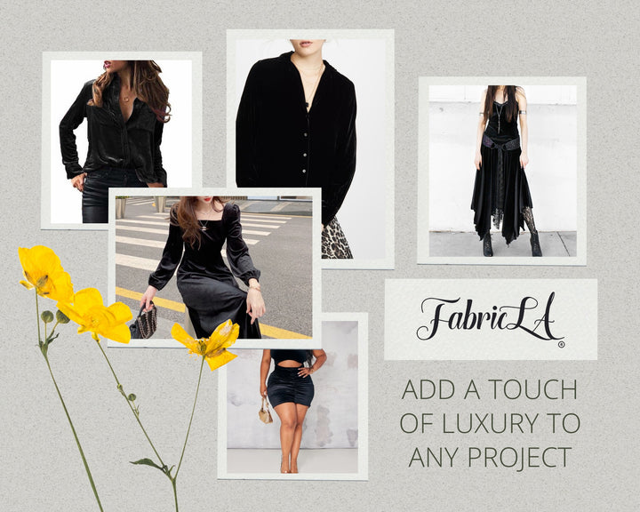 FabricLA | Stretch Velvet Fabric | 90% Polyester 10% Spandex | Black - FabricLA.com