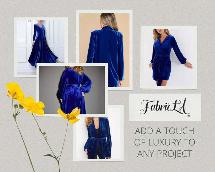 FabricLA | Stretch Velvet Fabric | 90% Polyester 10% Spandex | Royal Blue - FabricLA.com
