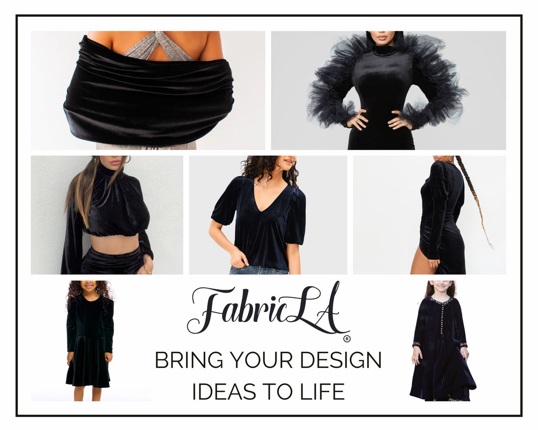 FabricLA | Stretch Velvet Fabric | 90% Polyester 10% Spandex | Black - FabricLA.com