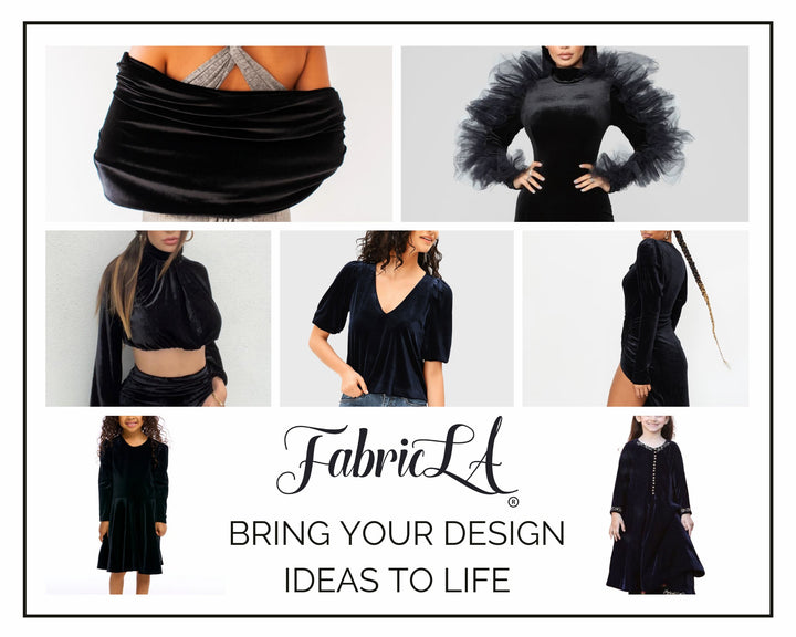 FabricLA | Stretch Velvet Fabric | 90% Polyester 10% Spandex | Black - FabricLA.com