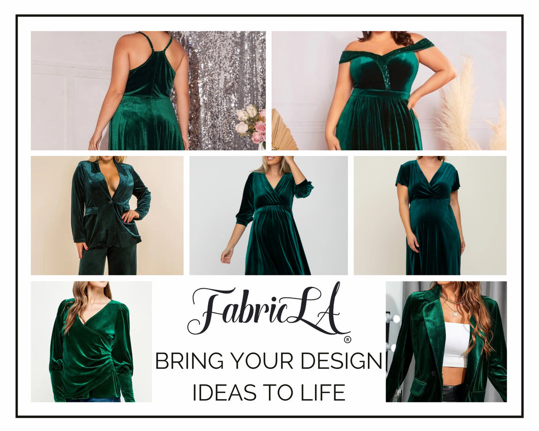 FabricLA | Stretch Velvet Fabric | 90% Polyester 10% Spandex | Hunter Green - FabricLA.com