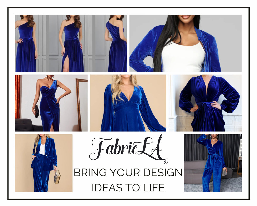 FabricLA | Stretch Velvet Fabric | 90% Polyester 10% Spandex | Royal Blue - FabricLA.com