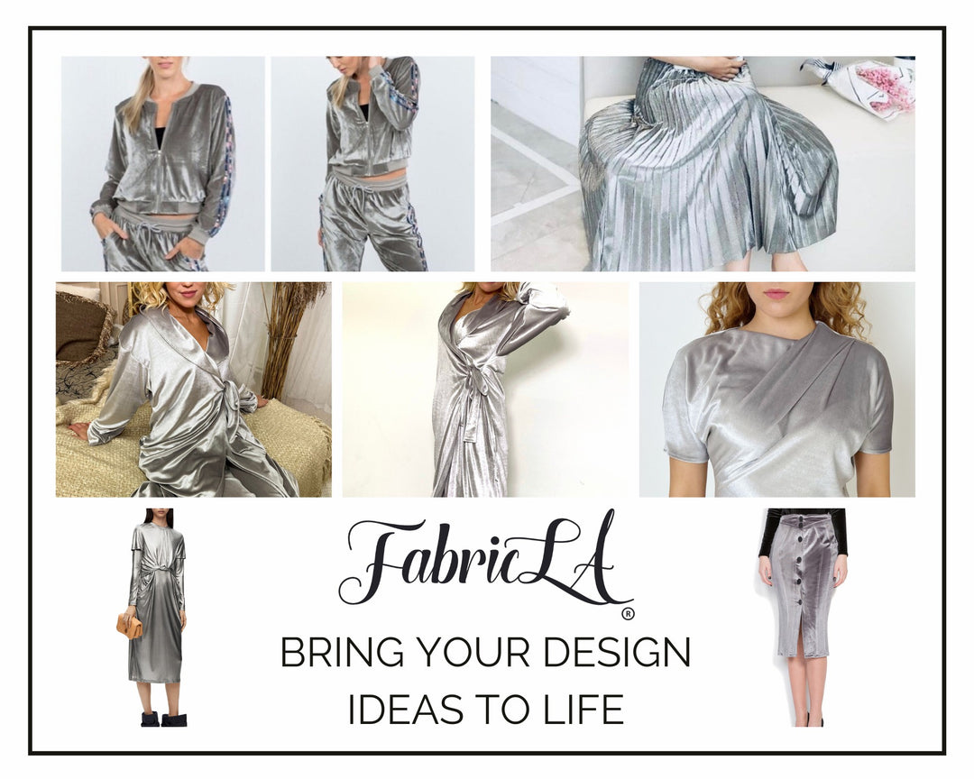 FabricLA | Stretch Velvet Fabric | 90% Polyester 10% Spandex | Silver Grey - FabricLA.com