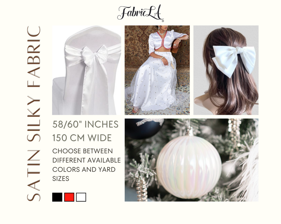 FabricLA Charmeuse Satin Fabric by The Yards - 58/60" Inches (150 cm) Wide Satin Silky Fabric | White - FabricLA.com