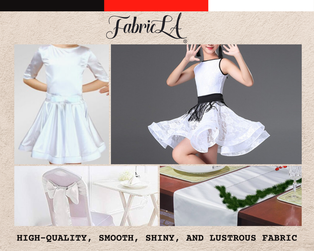 FabricLA Charmeuse Satin Fabric by The Yards - 58/60" Inches (150 cm) Wide Satin Silky Fabric | White - FabricLA.com