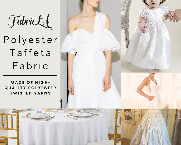 FabricLA Polyester Taffeta 100% Solid Fabric | White - FabricLA.com