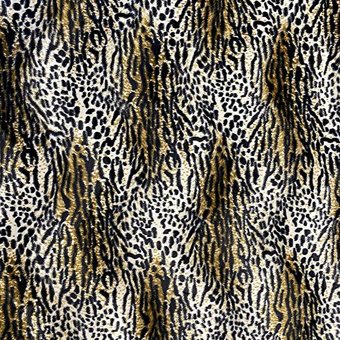 FabricLA Velboa S-Wave Short Pile Faux Print Fabric Material by The Yard | Wild Cat - FabricLA.com