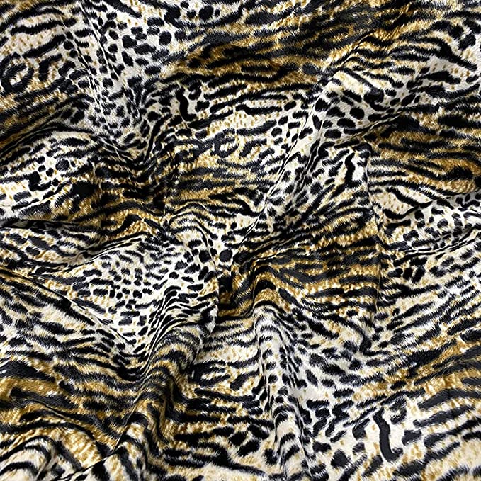 FabricLA Velboa S-Wave Short Pile Faux Print Fabric Material by The Yard | Wild Cat - FabricLA.com