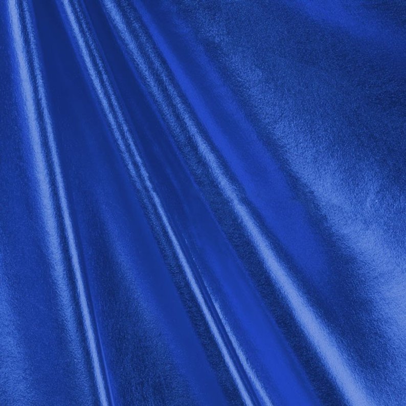 Metallic Lame Foil Spandex Knit Fabric | Royal Blue - FabricLA.com